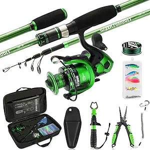 ghosthorn green fishing rod and reel combo telescopic collapsible pole kit plier  ?ghosthorn b0c7v99twh