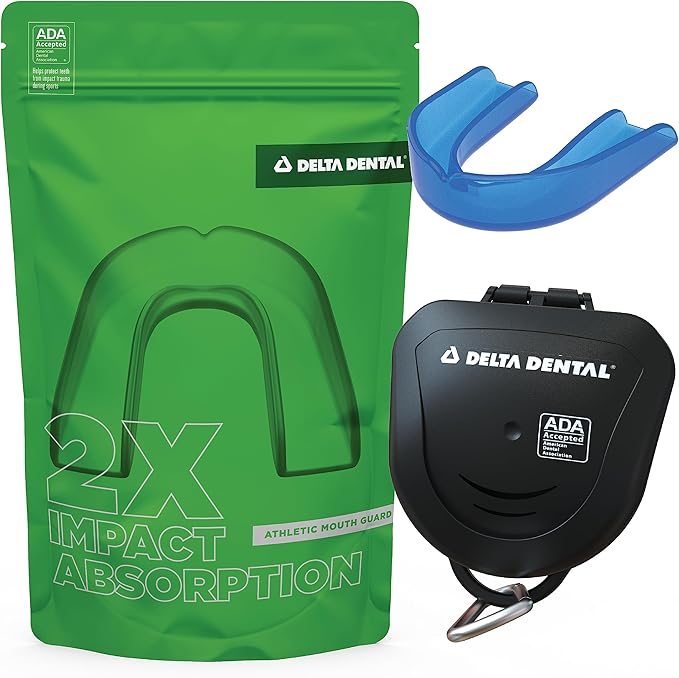 delta dental athletic sports mouth guard ada accepted 2x the impact absorption works with braces 1 pack no