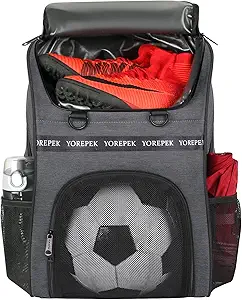 yorepek soccer bag soccer backpack with ball compartment for men and women fit basketball volleyball large