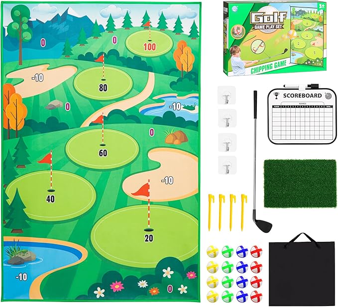 hshaer golf chipping game mat velcro golf chipping game for adult kids family indoor outdoor golf games mats