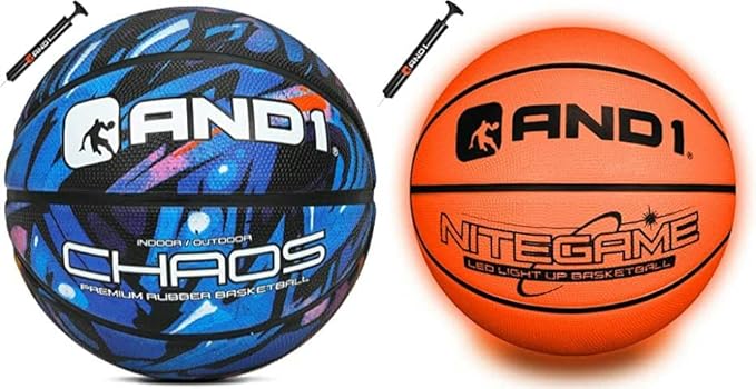 and1 basketball bundle led light up basketball and regulation size rubber basketball  ?and1 b0c2m95v3h