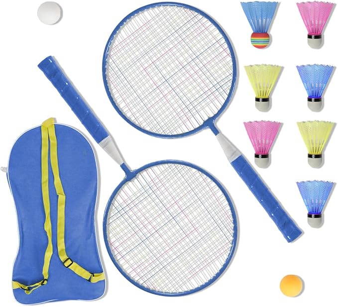 kids badminton set of 2 rackets with birdies carrying bag for boys girls ultralight childrens badminton