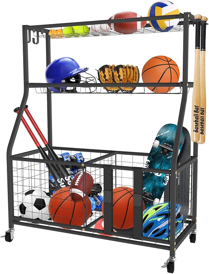 uboway storage organizer for garage sports equipment organizer for ball and golf larger ball storage rack