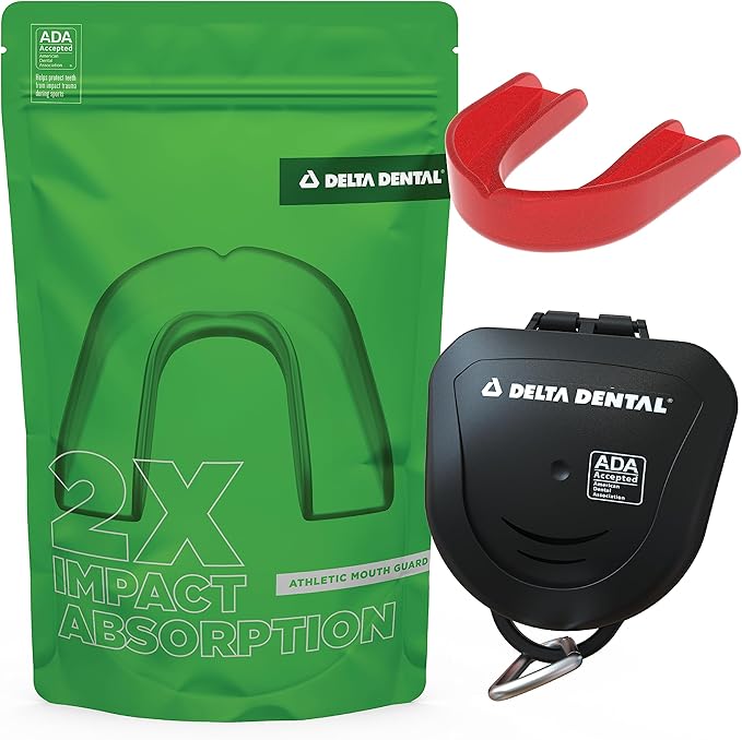 delta dental athletic sports mouth guard ada accepted 2x the impact absorption works with braces 1 pack no