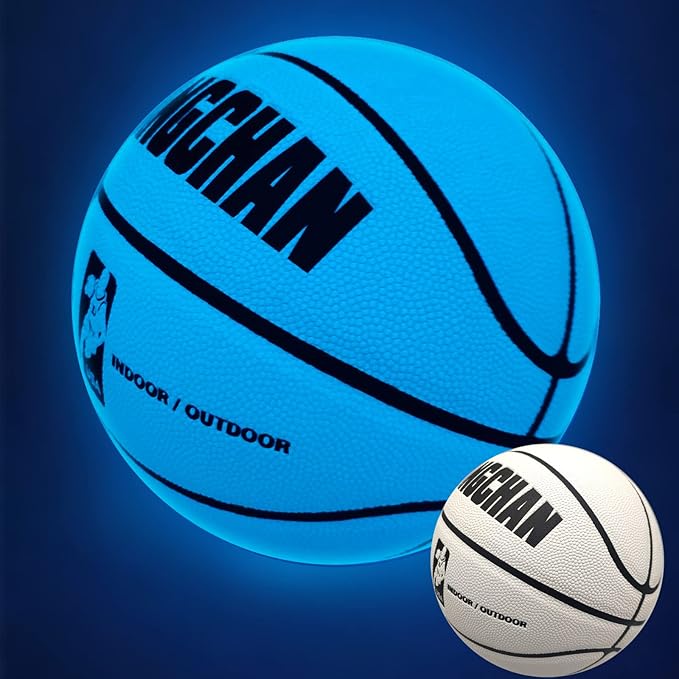 scasee basketball glow in the dark blue light up basketballs official size 7/6/5 glowing leather night