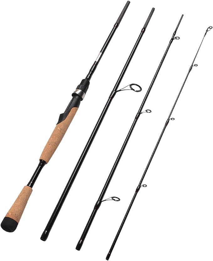 fiblink 4 pieces travel spinning rod medium carbon spinning fishing rod portable fishing rod  ‎fiblink