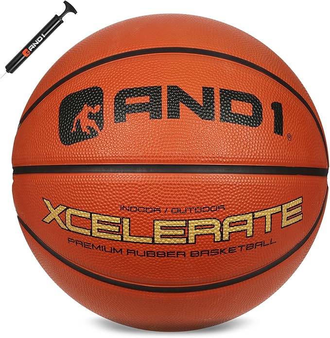 and1 xcelerate rubber basketball official regulation size 7 deep channel construction streetball made for