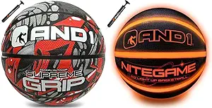 and1 basketball bundle led light up basketball and regulation size rubber basketball  ?and1 b0c2lxq49p