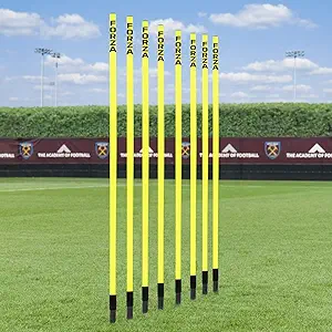 net world sports 6ft spring loaded slalom poles 8qty/qty available 25m or 34mm soccer/football/sports agility