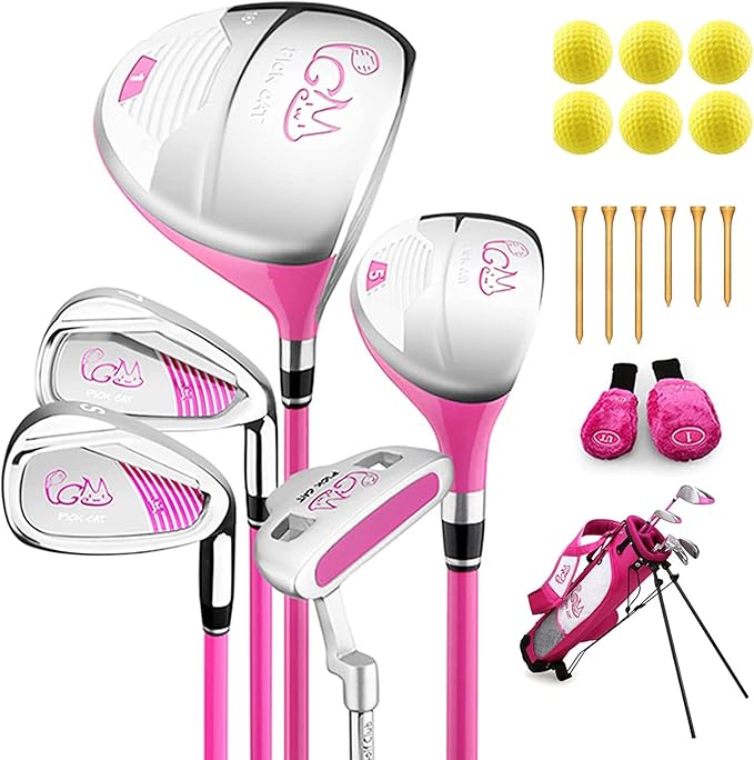 junior  golf club set 20 piece right hand for girls kids children includes oversize driver 5# hybrid 7# and