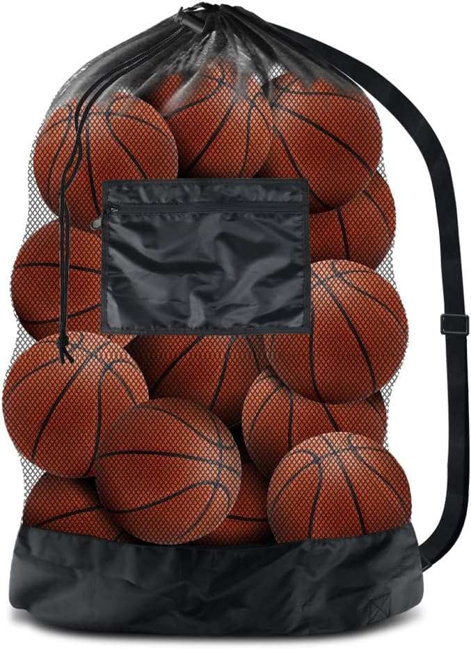 brotou extra large mesh ball bag drawstring socce bag for coach use for basketball volleyball baseball mesh