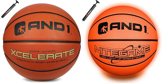 and1 basketball bundle led light up basketball and regulation size rubber basketball  ‎and1 b0c413jp5m