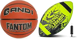 and1 basketball and street legends youth football bundle official regulation size 7 rubber basketball