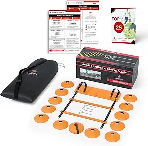 deluxe edition agility ladder training set 13 rung 21ft agility ladder w/13 disc cones carry bag improve