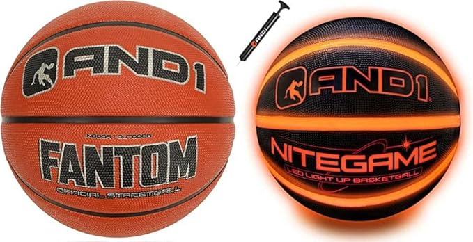 and1 basketball bundle led light up basketball and regulation size rubber basketball  ‎and1 b0c2lxcw2t