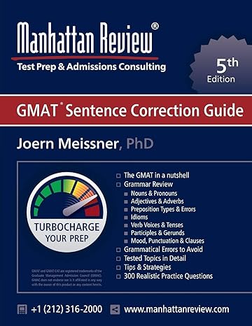 manhattan review gmat sentence correction guide turbocharge your gmat 1st edition joern meissner, manhattan