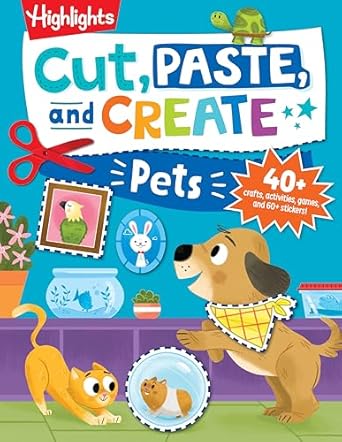 cut paste and create pets highlights activity book for kids 3 5 with scissor skills practice puzzles crafts
