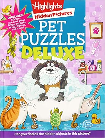pet puzzles deluxe 600+ hidden objects to find animal stickers for kids dogs cats pets and more 1st edition