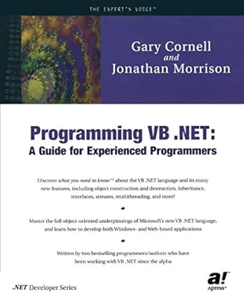 programming vb net a guide for experienced programmers 1st edition gary cornell ,jonathan morrison
