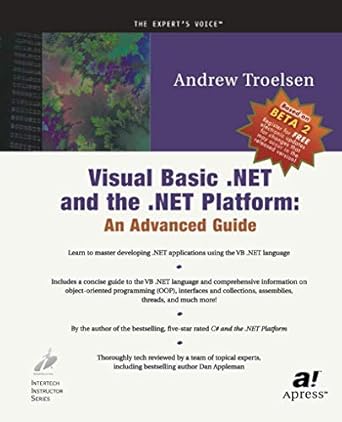 visual basic net and the net platform an advanced guide 1st edition andrew troelsen 1893115267, 978-1893115262