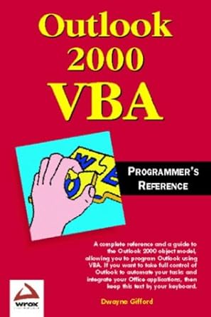 outlook 2000 vba programmers reference 1st edition dwayne gifford 186100253x, 978-1861002532