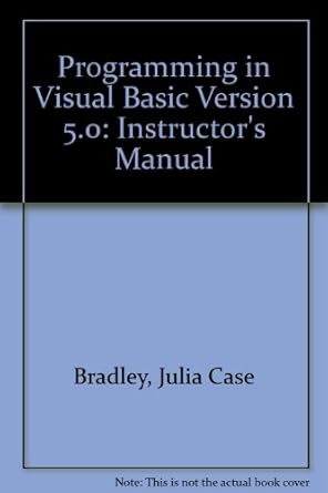 instructors manual im programming visual basic v5 0 1st edition bradley 0256259429, 978-0256259421