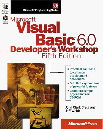 microsoft visual basic 6 0 developers workshop 1st edition john clark craig ,jeff webb 157231883x,