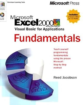 microsoft excel 2000/visual basic for applications fundamentals 1st edition reed jacobson 0735605939,