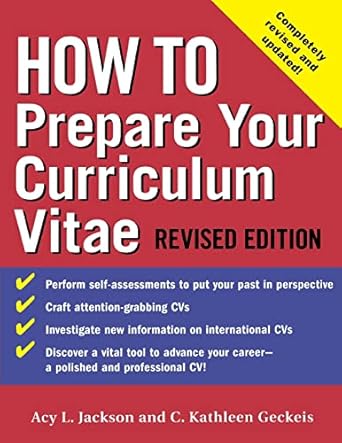 how to prepare your curriculum vitae 1st edition acy jackson ,kathleen geckeis 0071390448, 978-0071390446