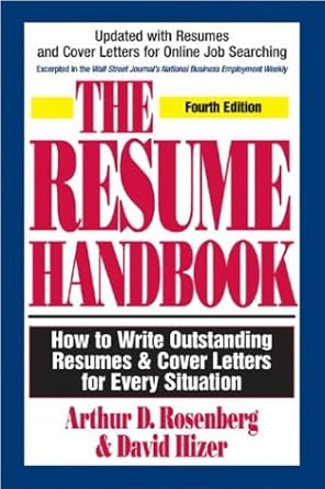 resume handbook 1st edition arthur d rosenberg 1580628540, 978-1580628549