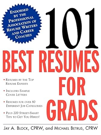 101 best resumes for grads 1st edition jay a block 0071395067, 978-0071395069