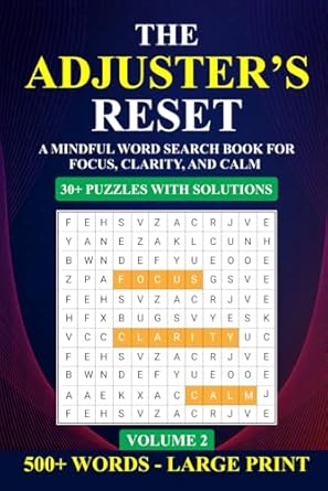 the adjusters reset a mindful word search book for focus clarity and calm 1st edition efficient adjuster