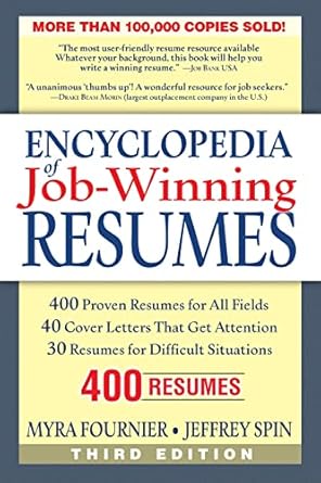 encyclopedia of job winning resumes 1st edition myra fournier ,jeff spin 1564148718, 978-1564148711