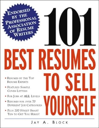 101 best resumes to sell yourself 1st edition jay a block 0071385525, 978-0071385527