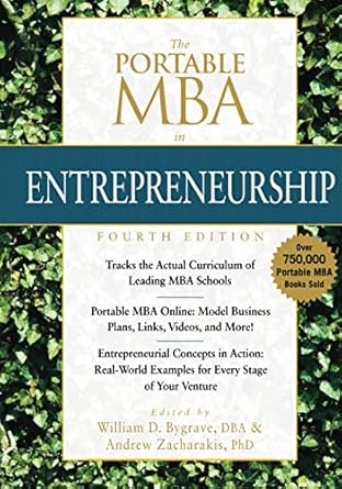 the portable mba in entrepreneurship 1st edition william d bygrave ,andrew zacharakis 0470481315,