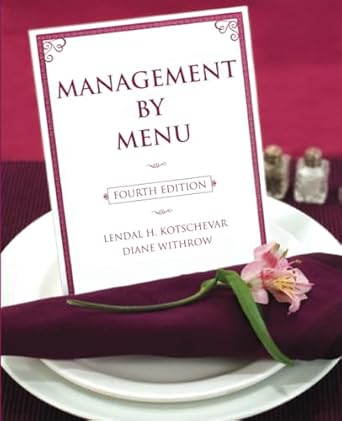 management by menu 1st edition lendal h kotschevar ,diane withrow 0471475777, 978-0471475774