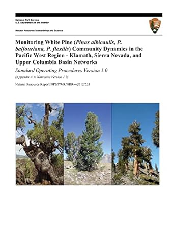 monitoring white pine community dynamics in the pacific west region klamath sierra nevada and upper standard