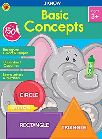 carson dellosa i know basic concepts workbook for pk 1st grade 64 pages with stickers ages 3+ 1st edition