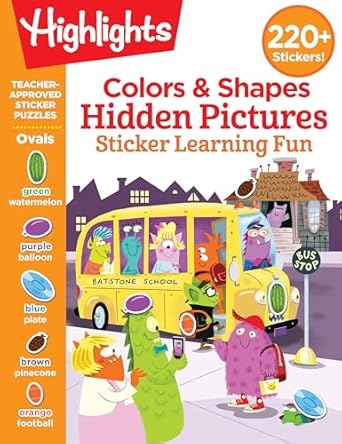 colors and shapes hidden pictures sticker learning fun 1st edition highlights learning 1644724456,