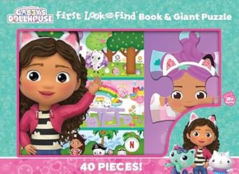 dreamworks gabbys dollhouse first look and find book and giant puzzle 1st edition pi kids 1503771768,