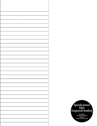 specialty journal paper composition notebook vertically split half lined / half unruled blank pages vertical