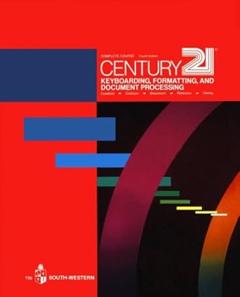 century 21 keyboarding formatting and document processing 1st edition t james crawford 0538205504,
