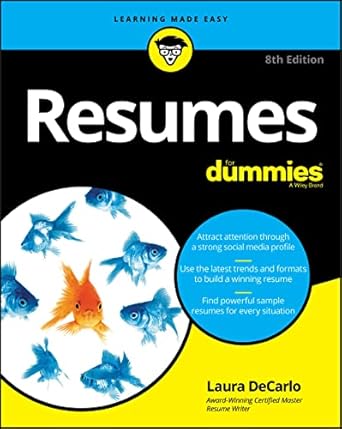 resumes for dummies 1st edition laura decarlo 1119539285, 978-1119539285