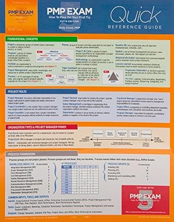 the pmp exam how to pass on your first try quick reference guide 1st edition andy crowe 0972967362,
