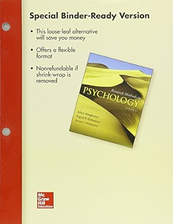 looseleaf for research methods in psychology 1st edition john j shaughnessy ,eugene b zechmeister ,jeanne s