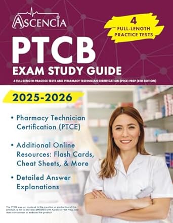 ptcb exam study guide 2025 2026 4 full length practice tests and pharmacy technician certification prep 1st