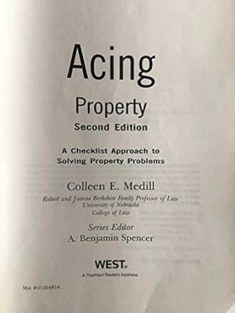 acing property 1st edition colleen medill 0314280952, 978-0314280954
