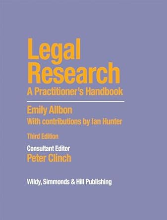 legal research a practitioners handbook 1st edition emily allbon 0854902651, 978-0854902651