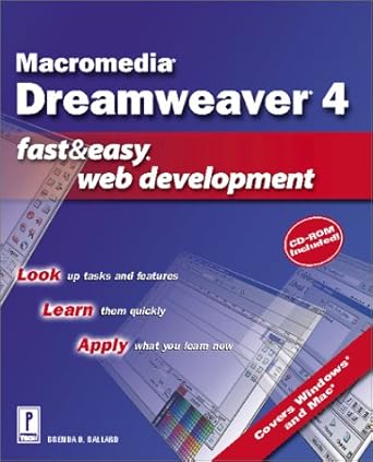 macromedia dreamweaver 4 fast and easy web development w/cd 1st edition brenda d ballard 0761535187,