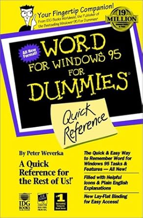 word for windows 95 for dummies quick reference 1st edition peter weverka 156884980x, 978-1568849805